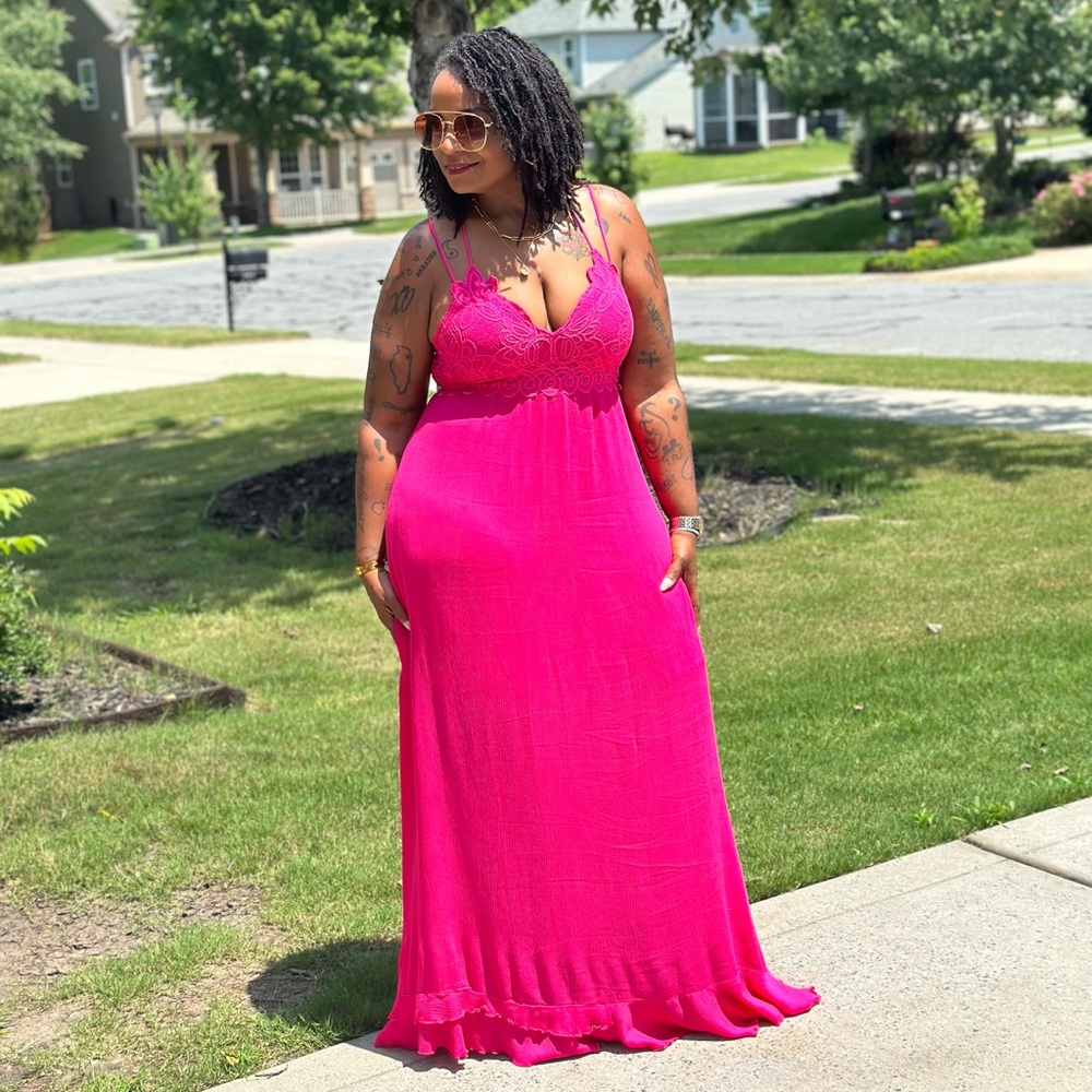 Beautiful hot pink maxi dress